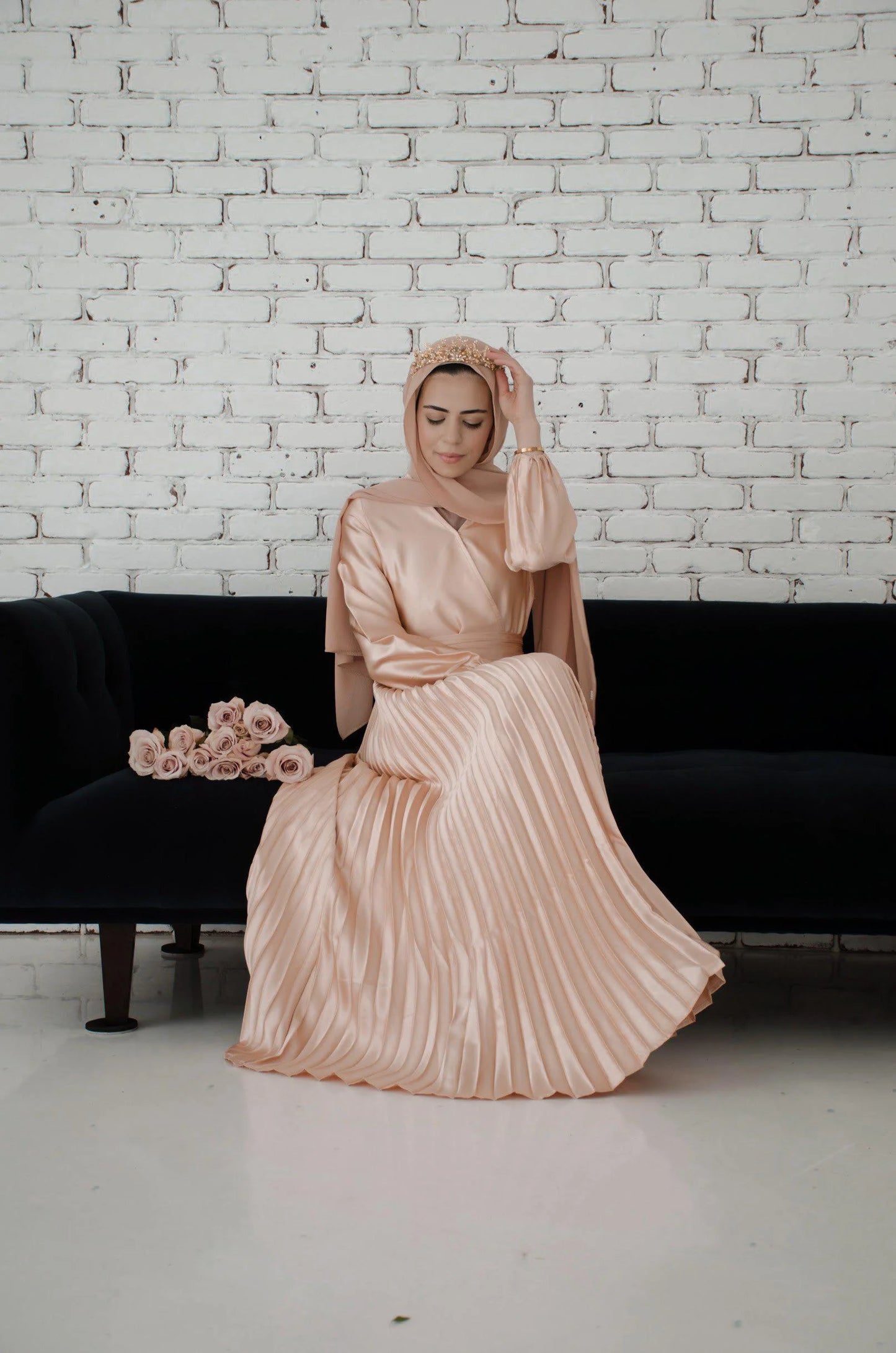 Pleated Wrap Gown – Sunlight Gold