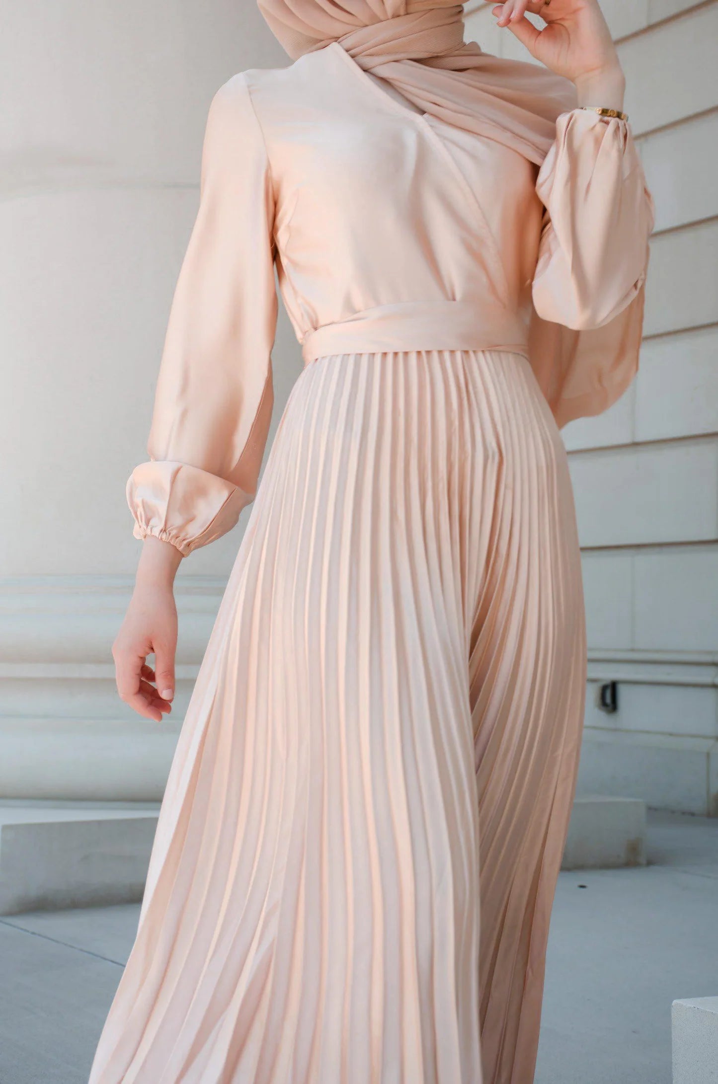 Pleated Wrap Gown – Sunlight Gold